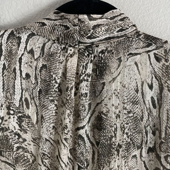 Joie Womens Large Snake Print Metallic Blouse Neck Tie Long Sleeve Shirt Top - Picture 11 of 11